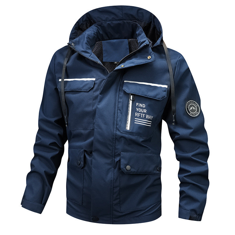 Herren wasserfeste Kapuzen-Regenjacke mit winddichter Membran