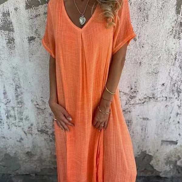 Amber | Elegantes V-Ausschnitt-Midikleid