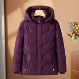 Damen gesteppte Thermo-Outdoorjacke mit Kapuze und Blumenstickerei