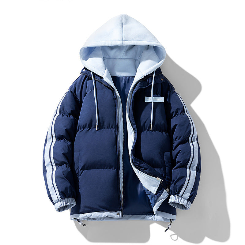 Herren wattierter Parka mit innenliegendem Hoodie und Zwei-Wege-Reißverschluss