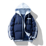 Herren wattierter Parka mit innenliegendem Hoodie und Zwei-Wege-Reißverschluss
