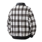 Herren karierte Overshirt-Jacke mit Kunstlederkragen und warmem Innenfutter