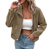Damen Cropped Langarmjacke mit Taschen