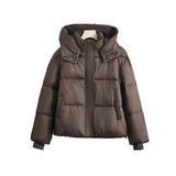Damen kurze Pufferjacke mit herausnehmbarem Kragenpolster