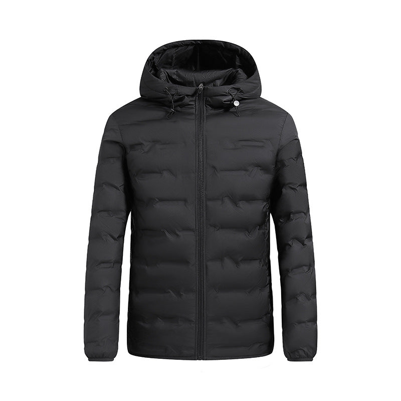 Herren ultraleichte Steppjacke mit Kapuze und Windschutzleiste