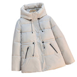 Damen kurze wattierte Kapuzenjacke mit hohem Stehkragen und Kordelzug