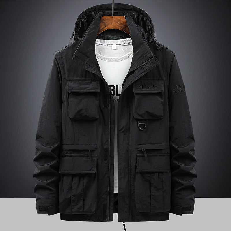 Herren Fieldjacke mit Kapuze und Multifunktionstaschen