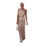 Maxikleid für Damen mit seitlichem Schlitz und Pailletten