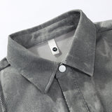 Herren Oversize-Cord-Workshirt im Batik-Look mit Druckknopfleiste