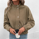 Damen Cropped Langarmjacke mit Taschen