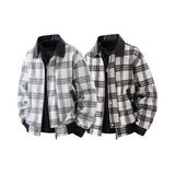 Herren karierte Overshirt-Jacke mit Kunstlederkragen und warmem Innenfutter