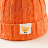 Damen Baby-Mütze im Kürbis-Look mit Blatt und Stängel