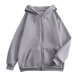 Damen weite Kapuzenjacke mit Reißverschluss, Kängurutaschen und Rippbündchen