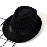 Damen Fedora-Hut mit gestreiftem Muster und Samtband
