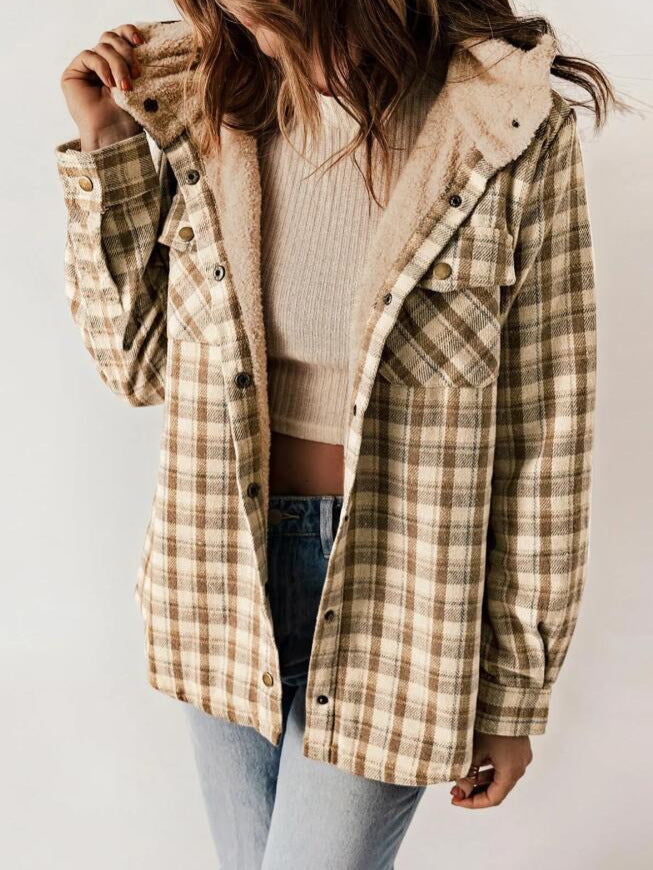 AMELIA™ - Damen Kapuzen-Plaid Flanelljacke für Herbst und Winter