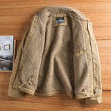 Herren Canvasjacke mit Teddykragen, Isolierfütterung und Kordelzug