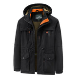 Herren wasserdichter und winddichter Outdoorparka mit abnehmbarer Kapuze