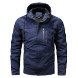Herren winddichte Softshelljacke mit verstellbarer Kapuze und Innenfutter