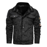 Herren Jeansjacke mit Teddyfutter und Druckknopfleiste
