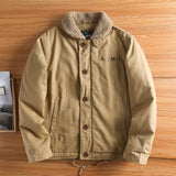 Herren Canvasjacke mit Teddykragen, Isolierfütterung und Kordelzug