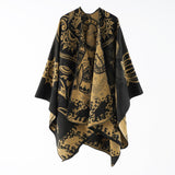 Damen Poncho mit Blumenmuster und Fransen