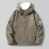 Herren Kapuzen-Fleecejacke mit hohem Haubenkragen und Reißverschluss