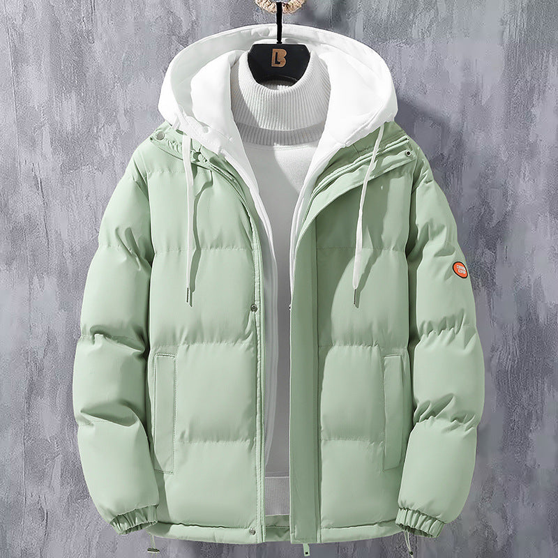 Herren wattierte Steppjacke mit Kapuze und Zwei-Wege-Reißverschluss