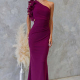 Damen Maxikleid mit einem Schulterträger und Rüsche