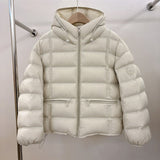 Damen kurz geschnittene Thermo-Steppjacke mit Kapuze und Reißverschlusstaschen
