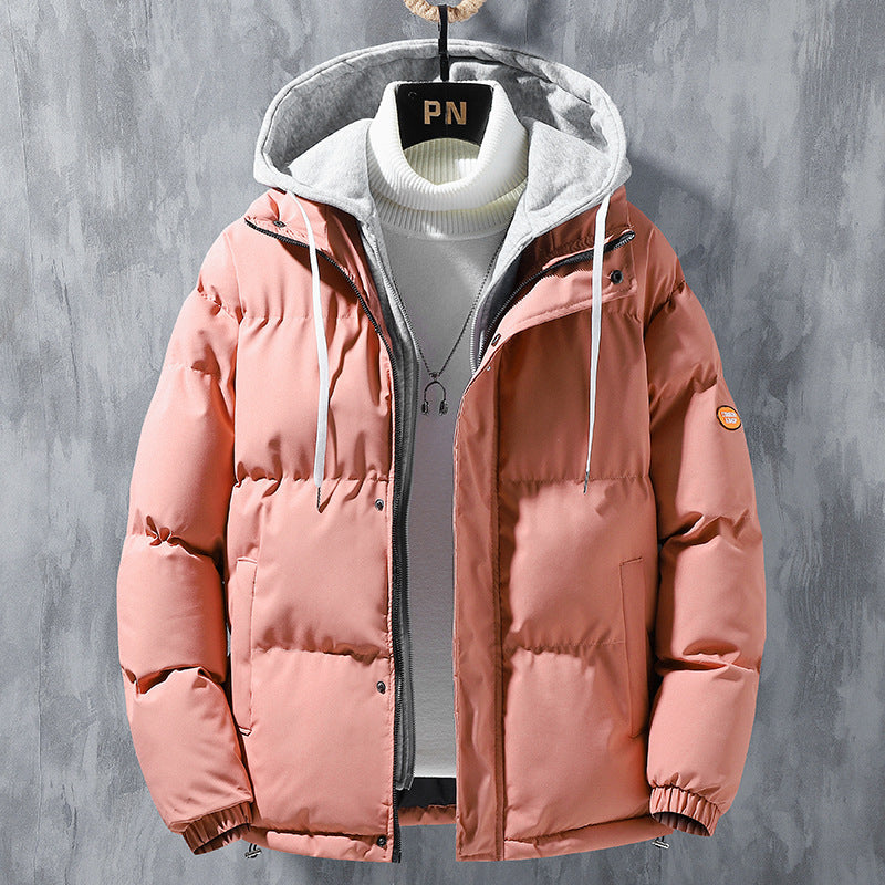 Herren wattierte Steppjacke mit Kapuze und Zwei-Wege-Reißverschluss