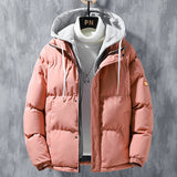 Herren wattierte Steppjacke mit Kapuze und Zwei-Wege-Reißverschluss