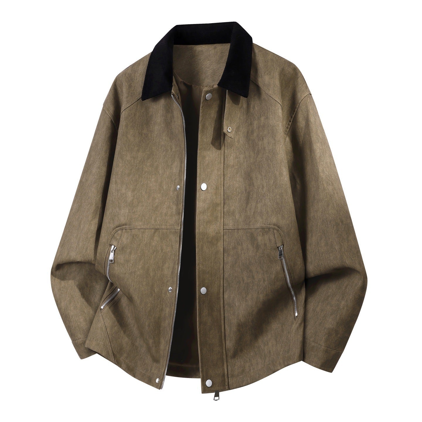 Herren Oversize-Harringtonjacke mit Cordkragen und Zwei-Wege-Reißverschluss