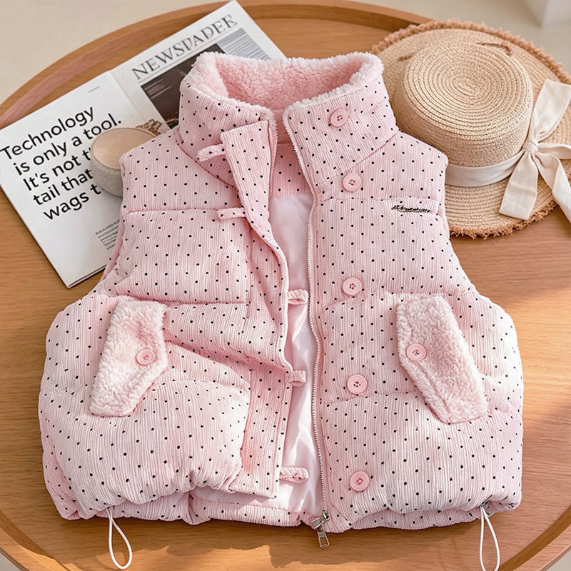 Damen wattierte Steppweste mit Teddyinnenfutter, Stehkragen und Kordelzugsaum