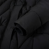 Damen langer gesteppter Parka mit Kunstfellkapuze und Kordelzug