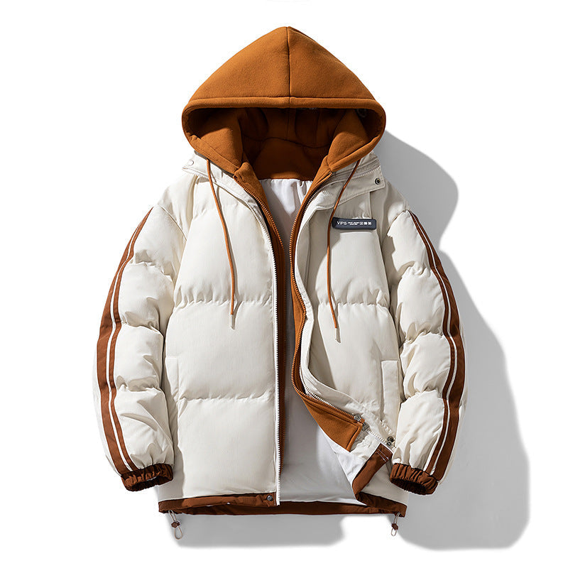 Herren wattierter Parka mit innenliegendem Hoodie und Zwei-Wege-Reißverschluss
