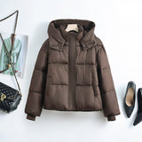 Damen kurze Pufferjacke mit herausnehmbarem Kragenpolster