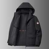 Herren gefütterte Softshell-Winterjacke mit Kapuze und Multifunktionstaschen