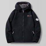 Herren Kapuzen-Fleecejacke mit hohem Haubenkragen und Reißverschluss