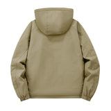 Herren Softshelljacke im Tactical-Stil mit versteckter Kapuze und Brusttasche