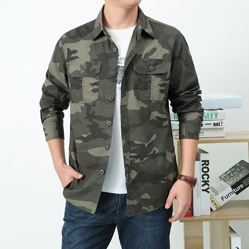 Herren Utility-Hemdjacke mit Klappbrusttaschen und geradem Schnitt