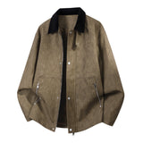 Herren Oversize-Harringtonjacke mit Cordkragen und Zwei-Wege-Reißverschluss