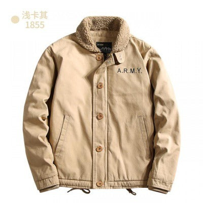 Herren Canvasjacke mit Teddykragen, Isolierfütterung und Kordelzug