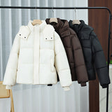 Damen kurze Pufferjacke mit herausnehmbarem Kragenpolster