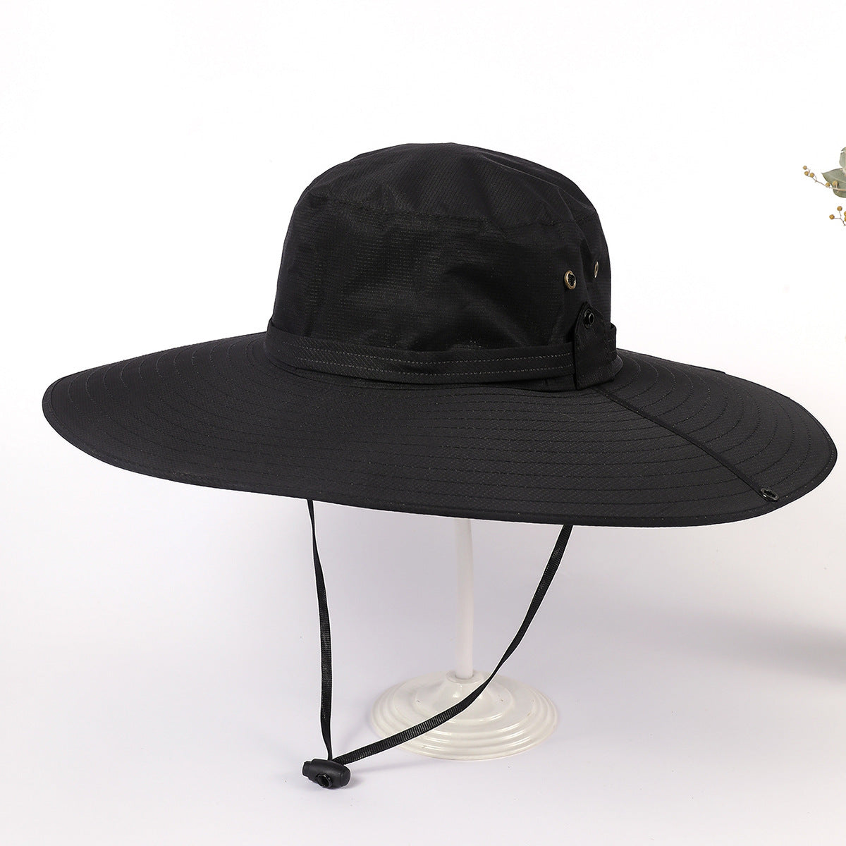 Damen Sonnenhut mit breiter Krempe und verstellbarem Kinnband