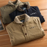 Herren Canvasjacke mit Teddykragen, Isolierfütterung und Kordelzug