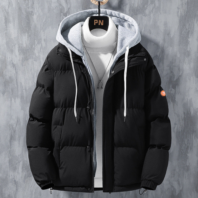 Herren wattierte Steppjacke mit Kapuze und Zwei-Wege-Reißverschluss