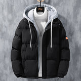 Herren wattierte Steppjacke mit Kapuze und Zwei-Wege-Reißverschluss