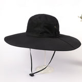Damen Sonnenhut mit breiter Krempe und verstellbarem Kinnband