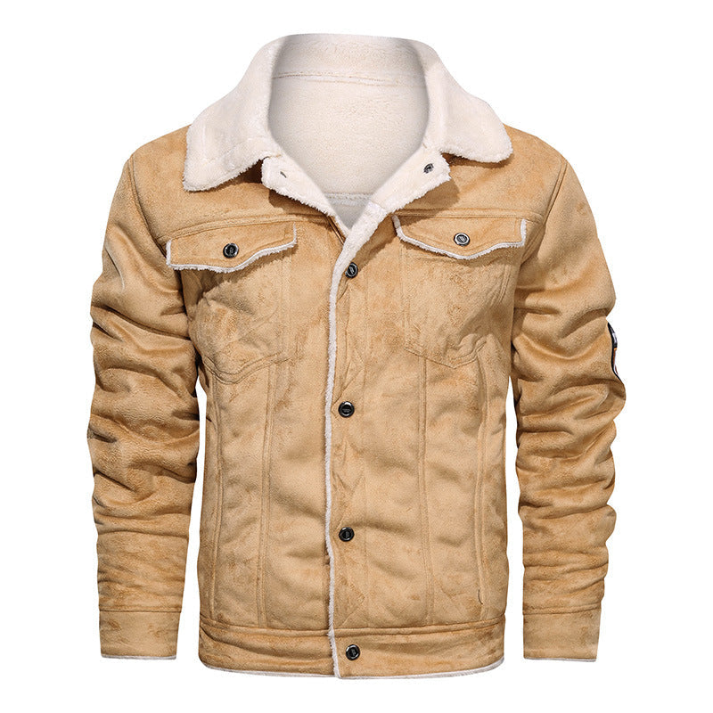 Herren Jeansjacke mit Teddyfutter und Druckknopfleiste