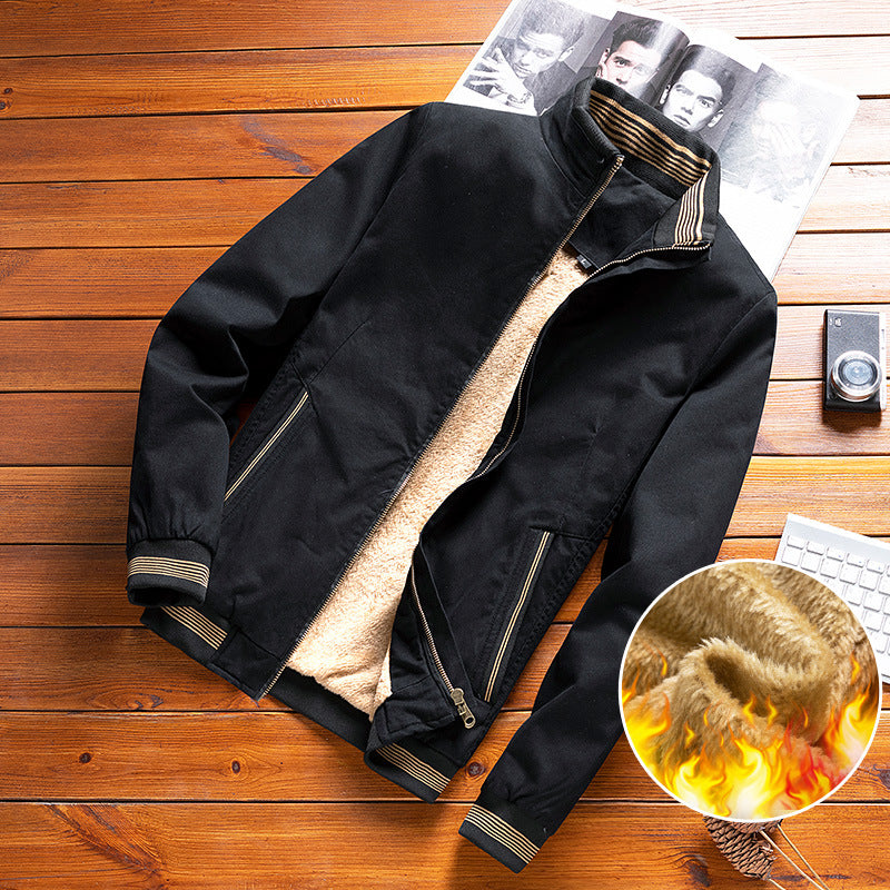 Herren Bomberjacke mit Teddyfutter und Reißverschlusstaschen